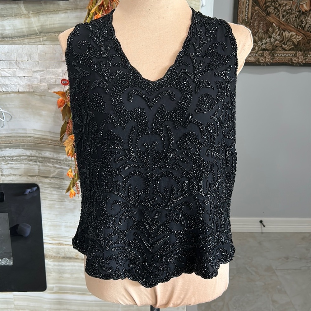 J. KARA Beaded Elegant Sleeveless Top. Size XL (336)